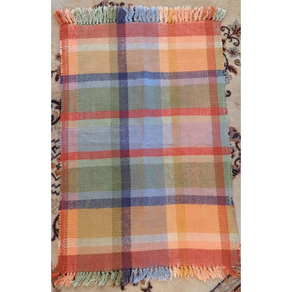 Gorgeous Vibrant Colors Plaid Rag‎ Rug Runner Very Pretty